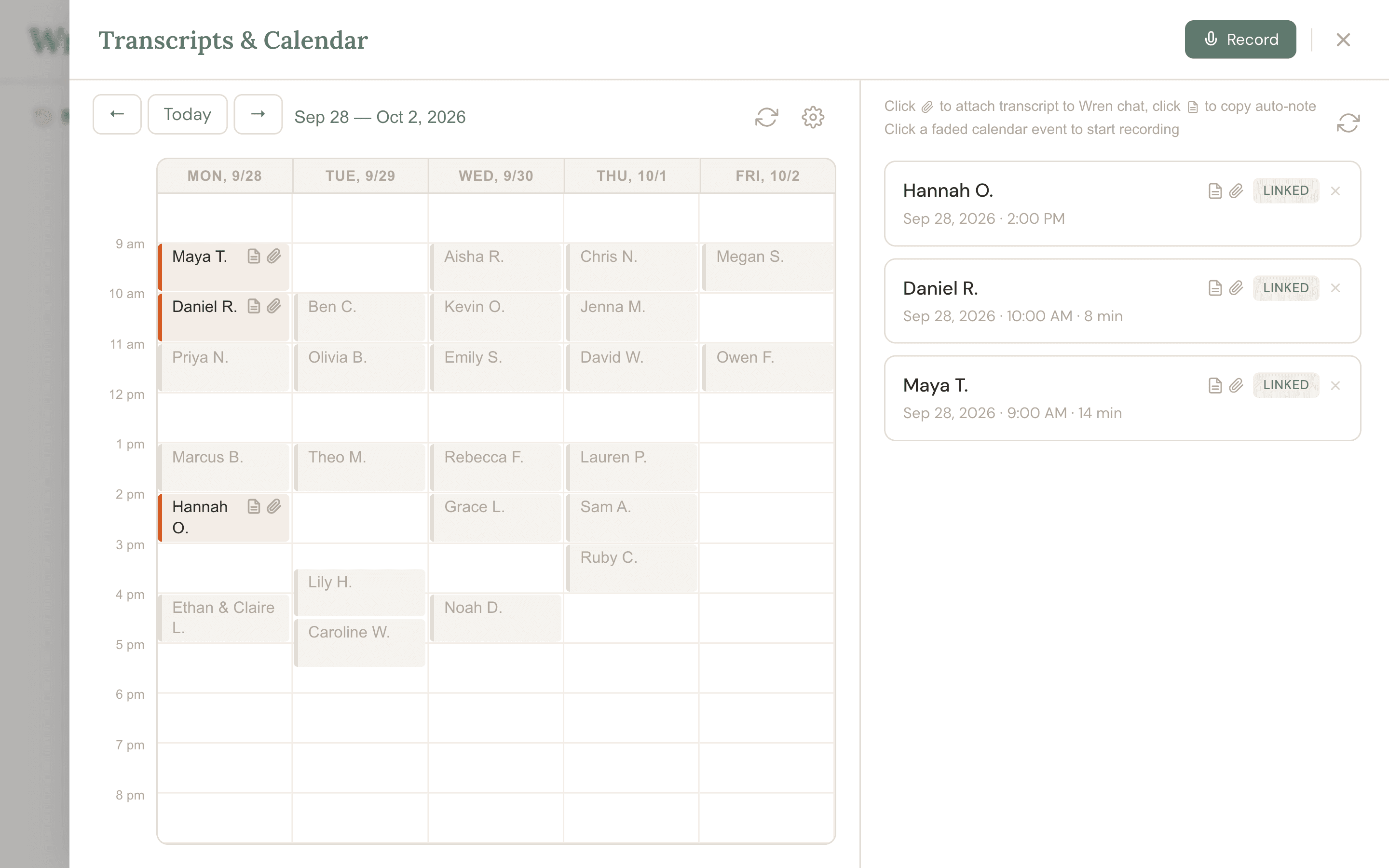 Calendar with appointments