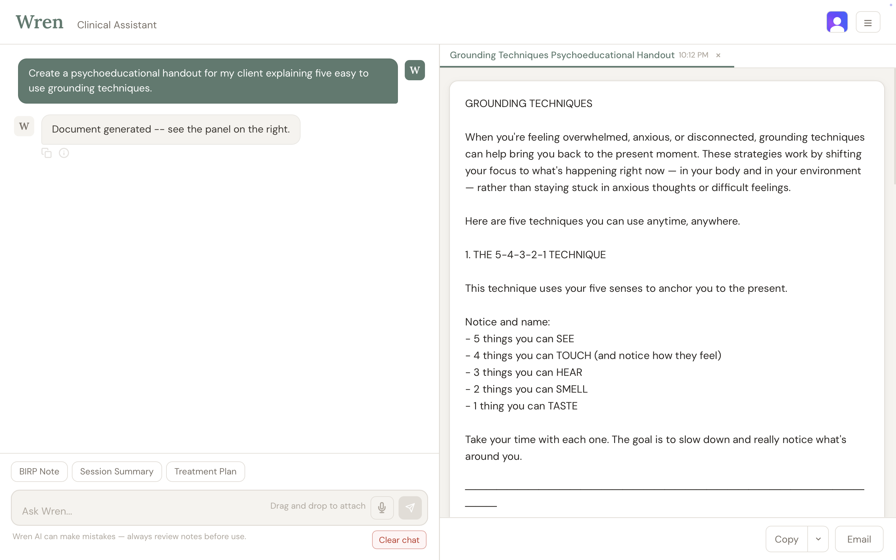 Psychoeducation handout generation